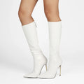 Self-designed Fashion Western Winter Pu Women's Knee-High Boots 12cm Electroplated Metal Heel Height Increasing