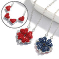 New Arrival Stainless Steel Crystal Collapsibl Necklace Magnetic Heart Shaped Four Leaf Clover Pendant Necklace