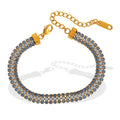 2024 New Waterproof Stainless Steel 18k Gold Plated Zircon Arranged Bracelet Hypoallergenic YF6023