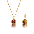 SC Wholesale Fashion Cubic Zirconia Necklace Earrings Gold Necklace Vintage Inlay Red Pomegranate Pendant Necklace for Women