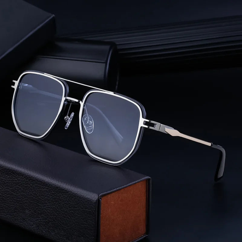 DOISYER Wholesale Fashion Trending New Design Frameless Rimless Metal Square UV400 Shades Sun Glasses for Men Pilot Style