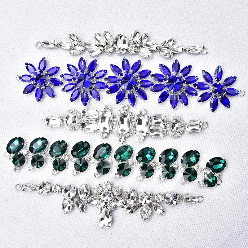 Crystal Bridal Belt Rhinestone Applique Strass Flower Patch Trim Connector Chain Sew on Bikini Garment Shoes Bags Accessories