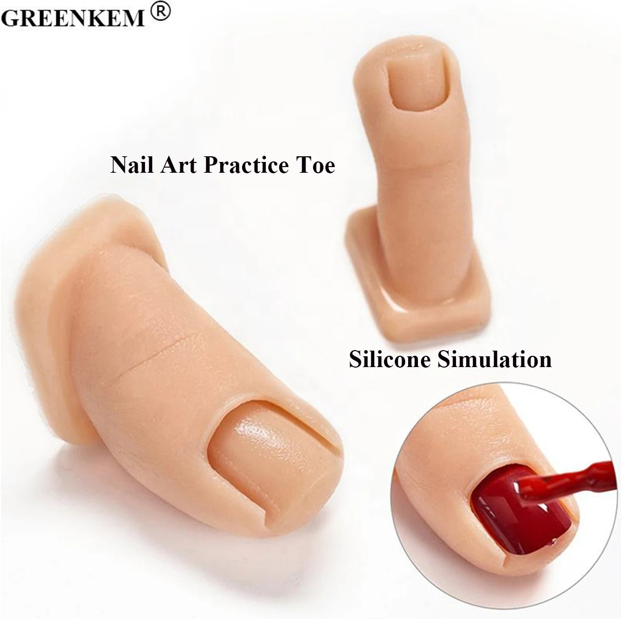 New 2pcs Set Nail Art Practice Toe Nail Display Tool Silicone Simulation Toe Art Color Painting Carving Nail Practice Toe