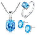 Tonglin Women Jewelry Set 925 Sterling Silver Blue Jewelry Cubic Zirconia Round Brilliant Cut Gold Plated Jewelry Set