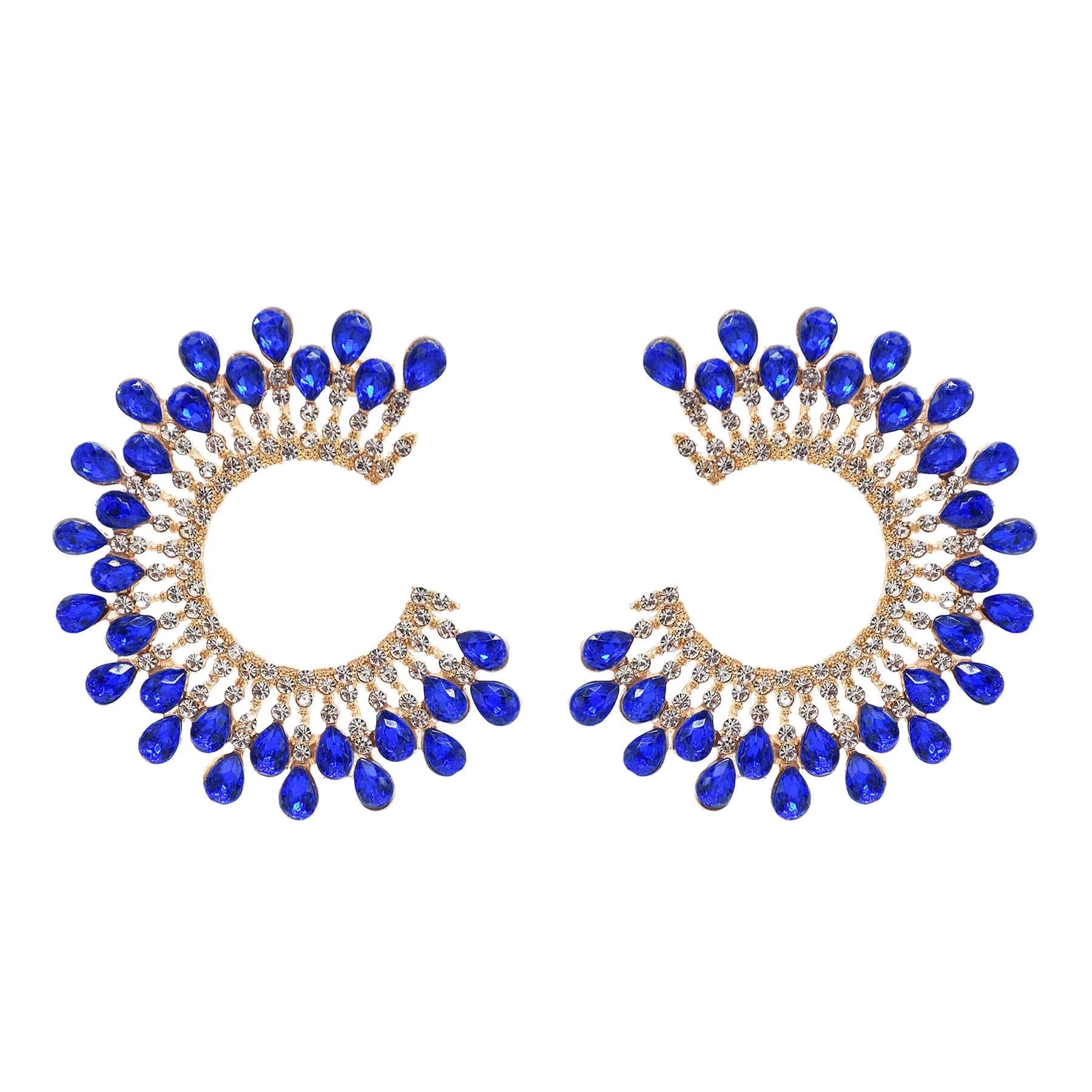 Crystal Hoop Rhinestones Earrings Bridal Stud Earrings Sparkly Crystal Fringe Earrings for Wedding
