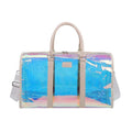2026 Fashion Trending 40L Holographic Duffel Gym Bag Laser Cut Clear Brilliant Colour PVC Transparent Tote for Women Polyester