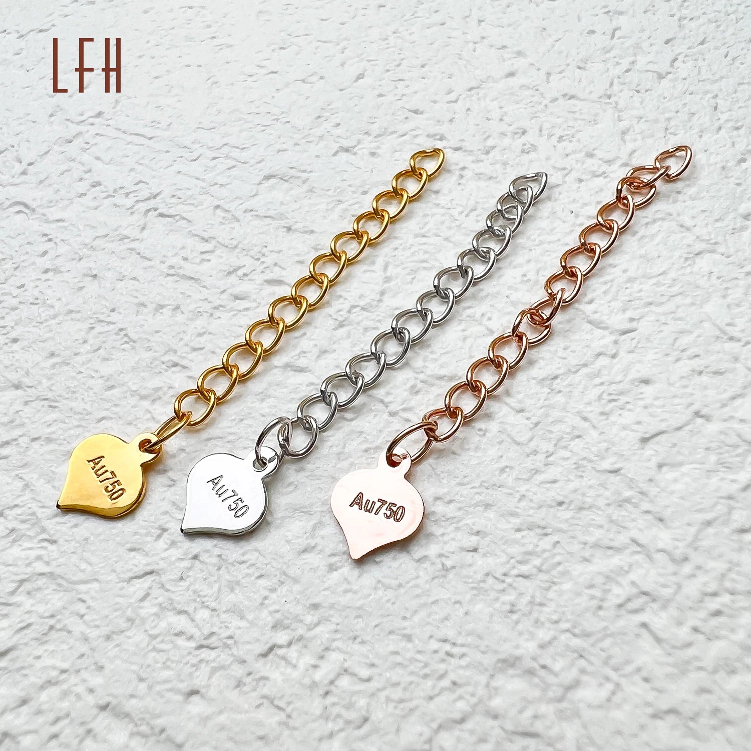 Wholesale Real 18k Yellow Gold Jewelry Heart Shape Tail End Extender Chains Diy Jewelry Making