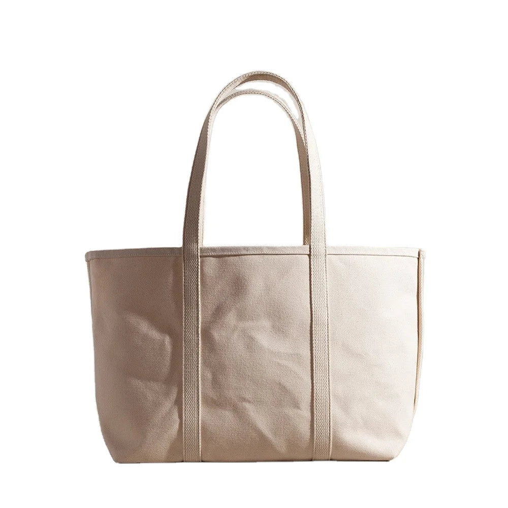 Heavy Cotton Canvas Tote Bag with Inside and Outside Pockets Custom Color Size Plain Cotton Bags