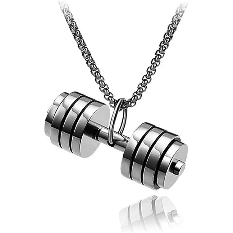 Ins New Dumbbell Personalized Necklace European and American 18K Gold Plated Necklace Stainless Steel Jewelry Wholesale
