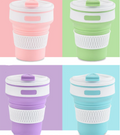 BPA-Free Silicone Collapsible Folding Travel Mug Cup Foldable Coffee and Water Reusable with Lid for Camping and Boiling Water