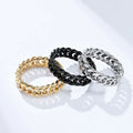 INS Cold Neutral Stainless Steel Mirror Polishing Chain Ring Double Weaving Cuban Chain Couple Rings Niche Party Jewelry