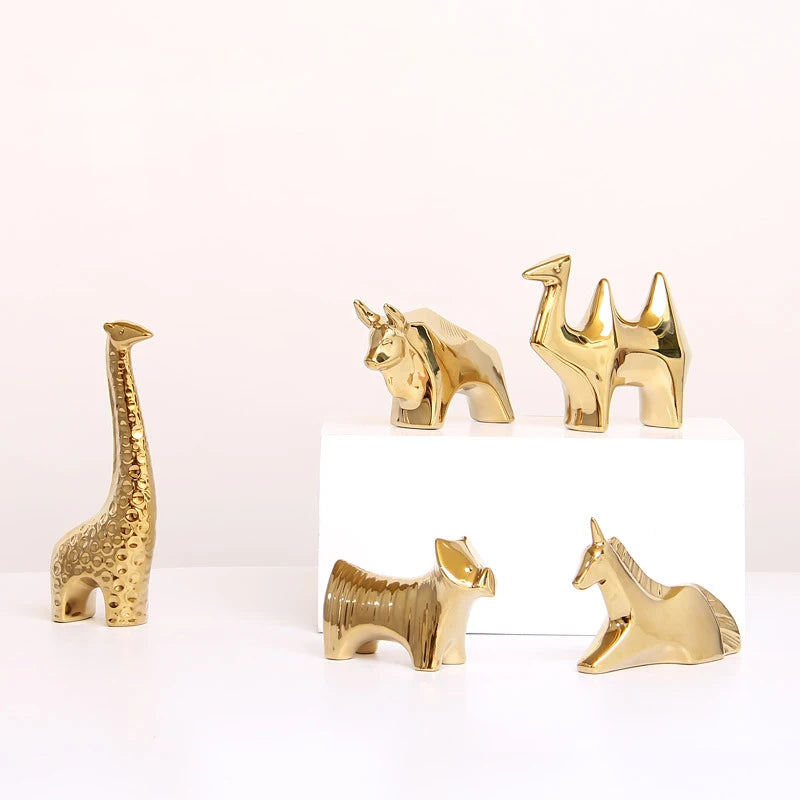Creative Gold Plated Modern Durable Ceramic Animals Eco-Friendly Home Decor Table Display Party Decorations for Graduation