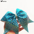 Girls Boutique Cheerleading Hair Bow Teal Women Lady Sequined Hair Cheerleading Accessories Ribbon Cheer Bow