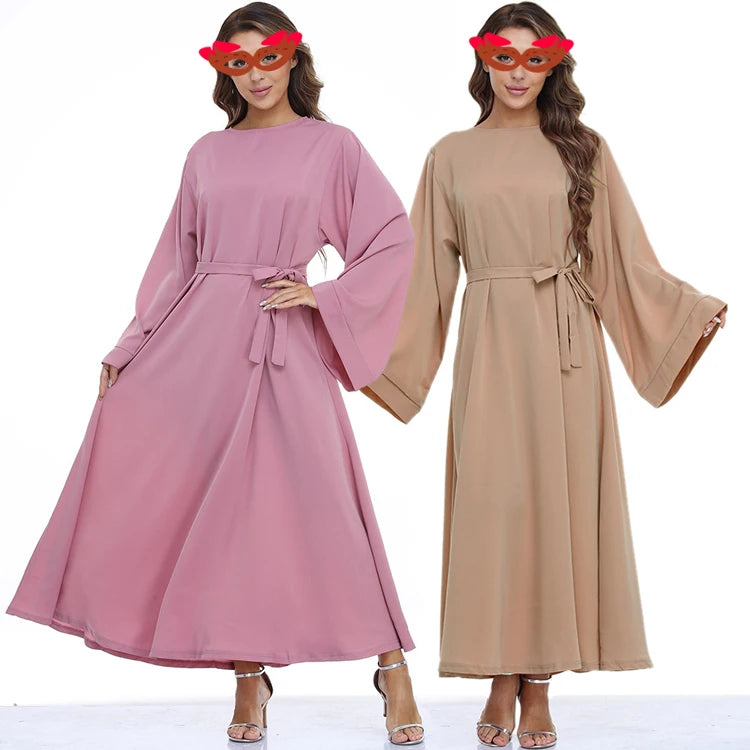 Muslim Dress Abaya Prayer Dress Belt Swing Skirt Muslim Super Loose Women's Middle East Robe
