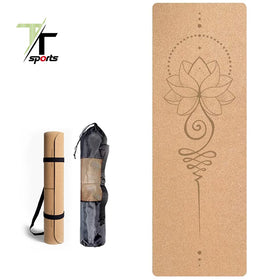 TTSPORTS Eco-friendly TPE & Cork Yoga Mat-Anti-Slip Durable Folding Design with Carrying Bag Multi-Thick Options 183cm Length