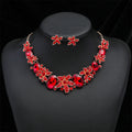 Wholesale Exaggerated Design Luxury Flowers Shape Rhinestone Necklace Earrings Women Zircon Jewelry Set