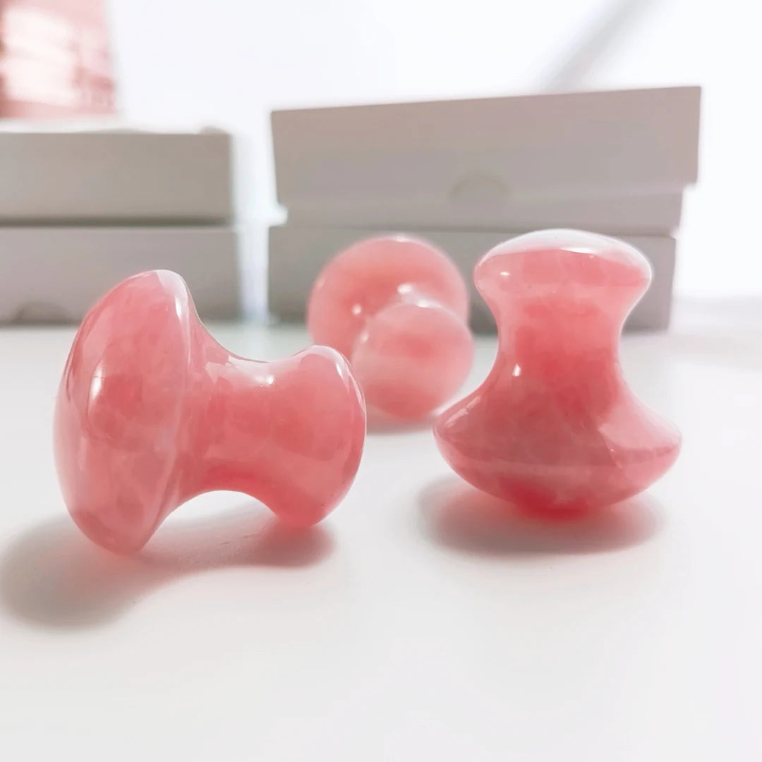 Huiying Natural Rose Quartz & Topaz Jade Gua Sha Stone Mushroom Shape Guasha Board for Face Body Hand Carved Factory Price