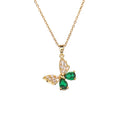 Luxury Zirconia Flower Diamond Butterfly Necklace Crystal Cz Butterfly Pendant Necklace