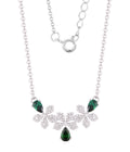 QX CUSTOM OEM Fine Jewelry Green Zircon 925 Sterling Silver Flower Romantic Pendant Women Necklaces