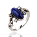 Real Pure 925 Sterling Silver Rings for Women Natural Lapis Stone Vampire Diary Elena Ring Fine Jewelry Best Gift