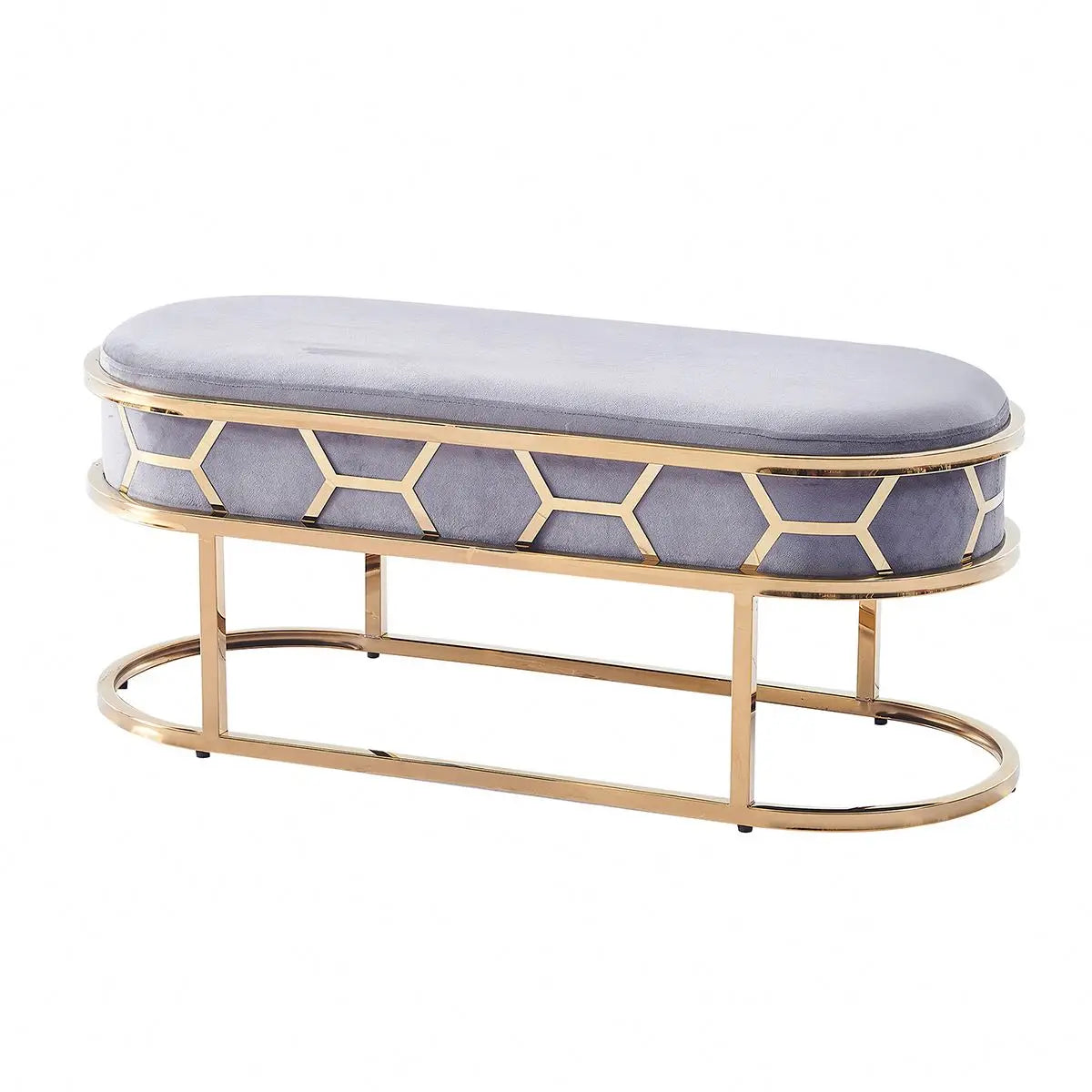Wholesale Modern Velvet Living Room Upholstered Storage Bench Shoe Rack Stool Ottoman with Metal Frame Legs Customizable