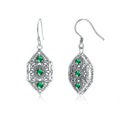 2021 Latest Vintage 3 Stone Emerald Drop Party Women 925 Sterling Silver Gemstone Earrings Jewelry