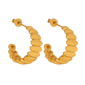 Niche French Titanium Steel Style C- Shaped Huggie Earrings 18K Gold Plated Hoop Earrings for Office Worker Hypoallergenic