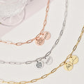 New Style Customization Paperclip Necklace Gold Round Stainless Steel Dog Pendant Name Necklace for Memory