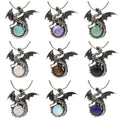 Best Sell Wholesale Wing Dragon Pendant Necklace Fashion Long Stainless Steel Chains Necklace With Natural Stone Crystal Pendant