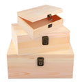 Unfinished Pine Wood Treasure Chest Box Decorative Wooden Box with Locking Clasp Laser Engraved Love Style Christmas Crafts