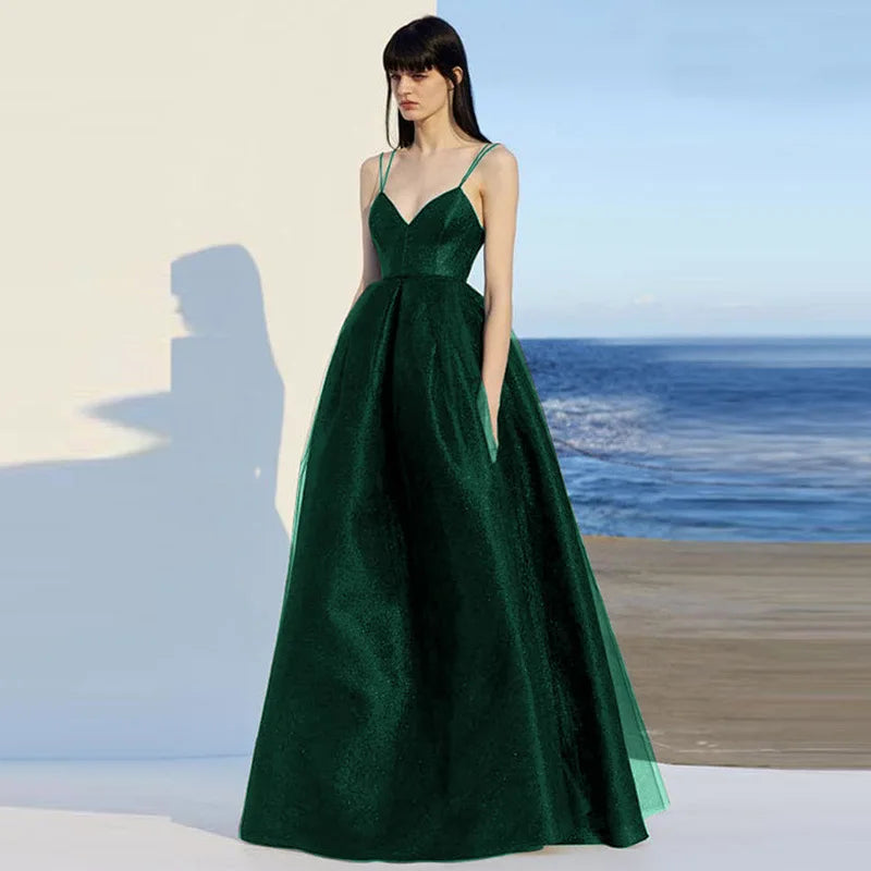Party Fashion Simple Stain Women Dresses Formal Elegant Bubble Prom Evening Dresses