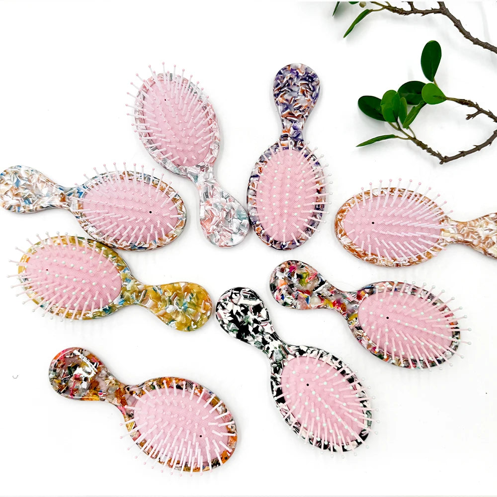 Custom Logo French Vintage Style Anti-Static Massage Comb Eco-Friendly Portable Common Comb Colorful Small Air Bag Fashionable