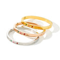 Vintage Stainless Steel Gold Plated Jewelry New Non Tarnish Waterproof Rainbow Cubic Zircon Bangle Bracelet With 6mm Width