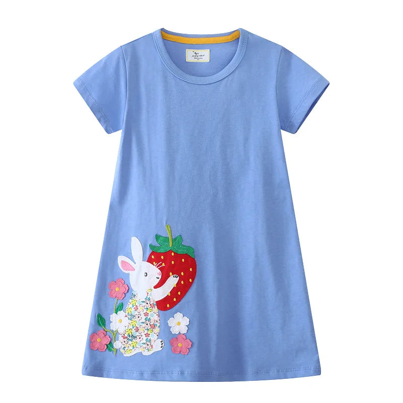European and American Princess Style Rabbit Girl Dress New Children's Casual Short Sleeve Summer Fashion Princess Dress