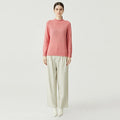 High Quality Winter Solid Color Round Collar Pullover  Basic Long Sleeve 100% Wool Sweater for Woman
