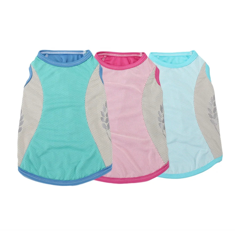 Wholesale Polyester Floral Cooling Reflective Light-Up Printed Dog Vest T-Shirt for Spring/Summer Leisure