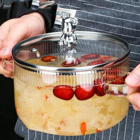 Factory Price Heat Resistant Soup Pot With Lid High Borosilicate Kitchen Cooking Glass Pot
