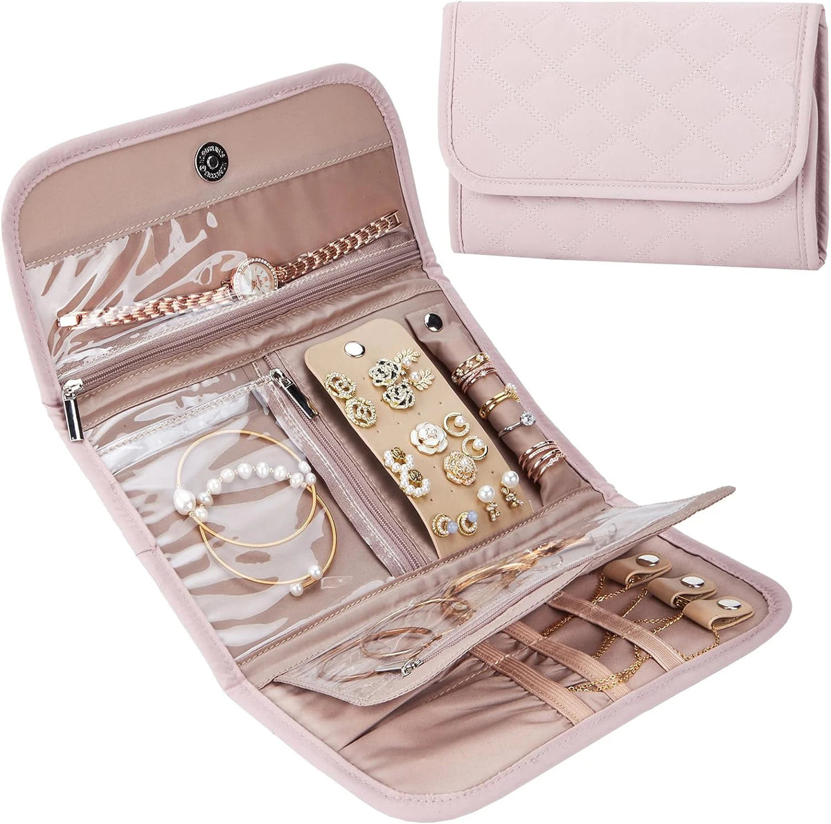 Wholesale Fashion PU Portable Travel Jewelry Case Candy Pattern Roll Bag Organizer for Necklaces Bracelets Earrings Zipper MegaBDM