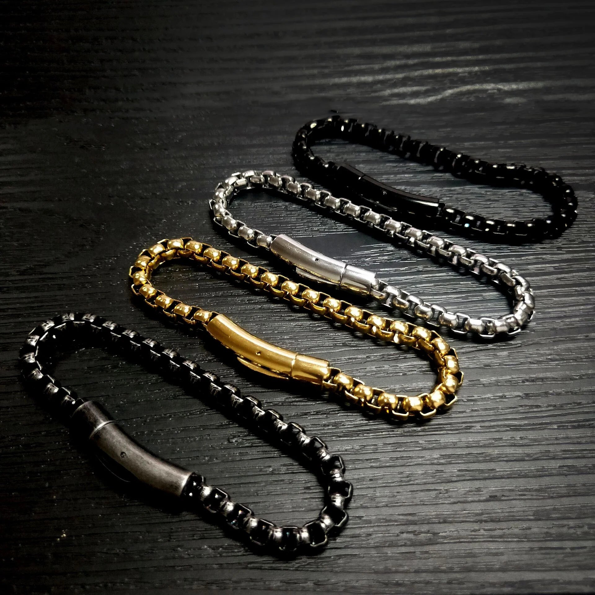 Men's New Creative Personality Stainless Steel Square Pearl Bracelet Hip-hop Trend Fashion Charm Jewelry