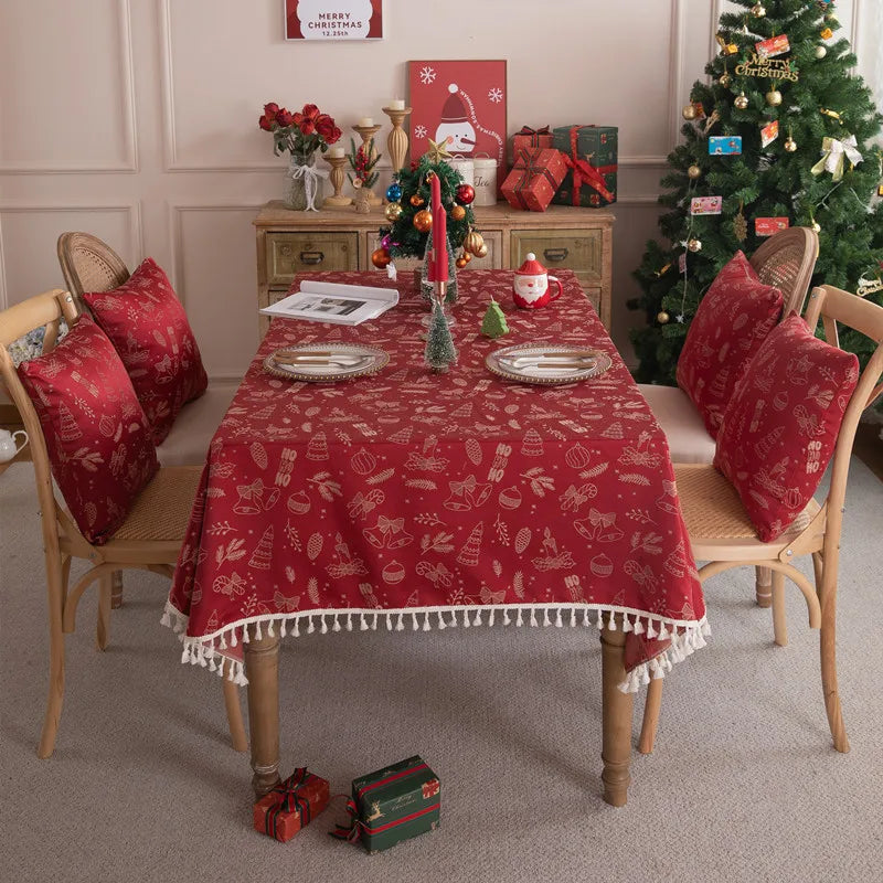 High Quality Custom Polyester Tablecloth Modern Christmas Print for Household Decorations Woven Technics