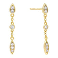 Dainty 925 Sterling Silver 14K Gold Crystal Drop Stud Chain Earrings Women