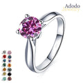 Customized Jewelry 4 Prong Setting 1Carat Vvs1 Colorful Moissanite S925 Sterling Silver Engagement Bands or Rings for Women
