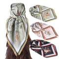 Custom Elegant Fashionable Flower Print Satin Scarf Light Luxury 90 Voile Square Digital Printing New Wholesale