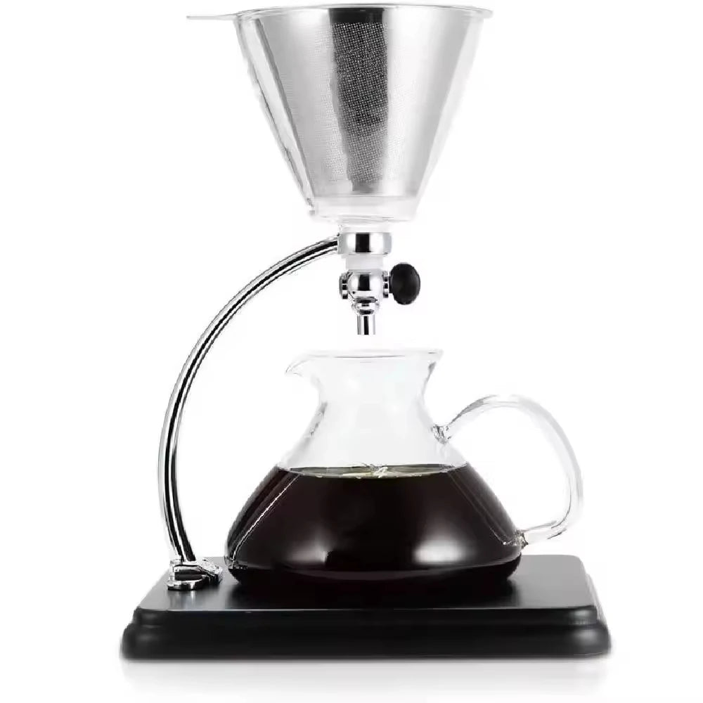 Glass Pour Over Coffee Maker Unique Easy to Use Design Reusable Stainless Steel Double Walled Mesh Filter Machine