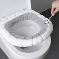 Soft Warmer Toilet Seat Cushion Cover Stretchable Washable Fiber Cloth Easy Installation Comfortable Toilet Lid Seat Cover
