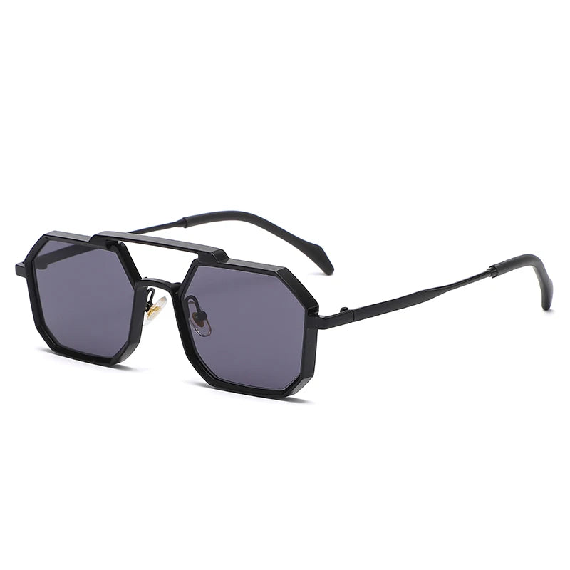 Brand Designer Luxury Steampunk Polygonal Women Sunglasses Metal Double Bridge Man Sun Glasses