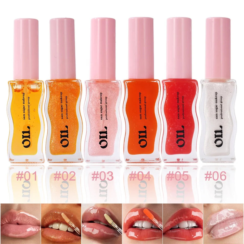 Hot Selling Vegan Lip Gloss Honey Hydrating Fruit Essence Transparent Shimmer Lip Glaze with Glitter Moisturizing Lip Oil