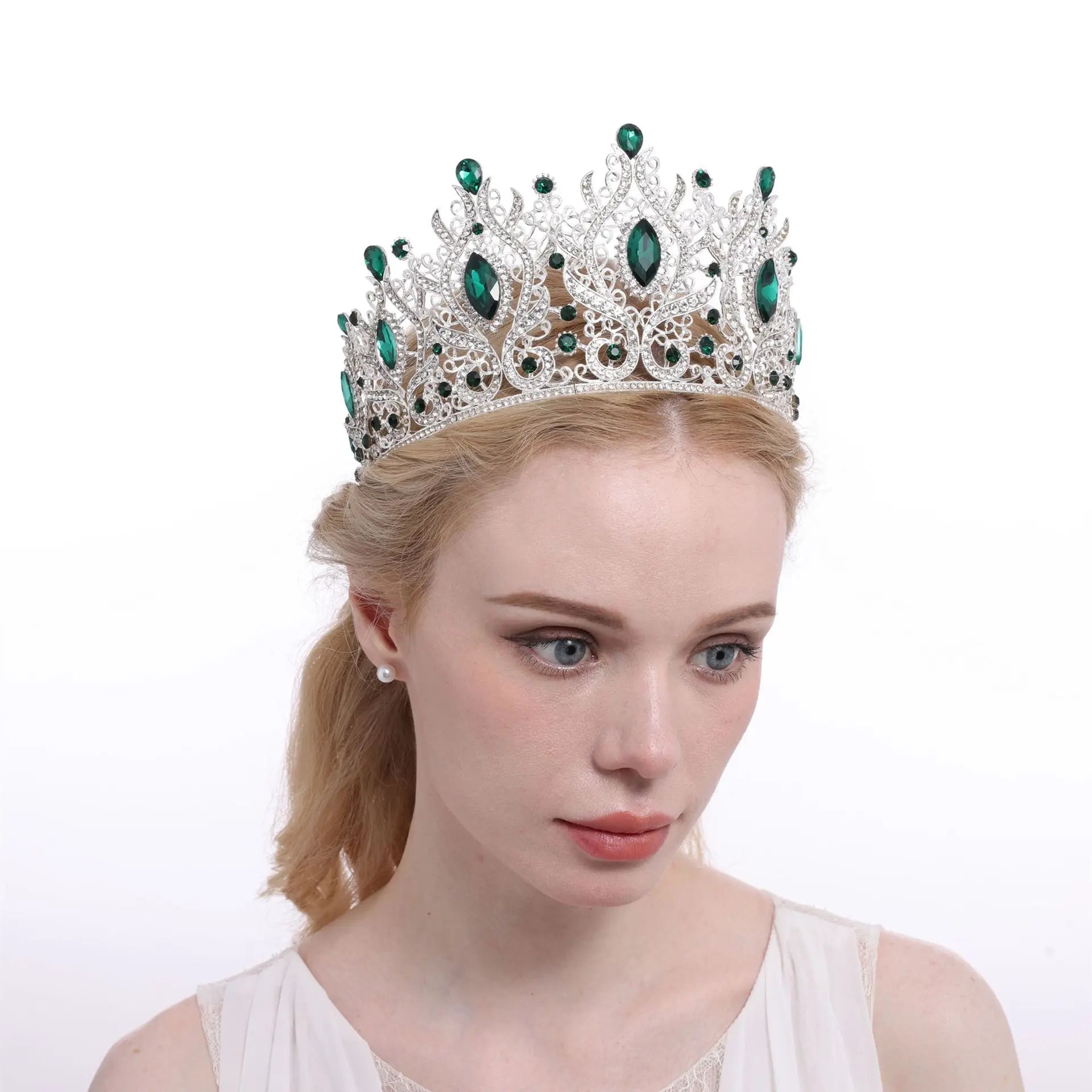 Miallo Elegant Pageant Crown Tiaras for Queen Headpiece Alloy Rhinestone Crystal Bridal Wedding Crown