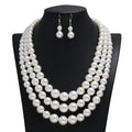 LYX261 Hot Sale Fashion Pearls Jewelry Set Women Multi Layer Pearls Necklace Earrings Set Jewelry