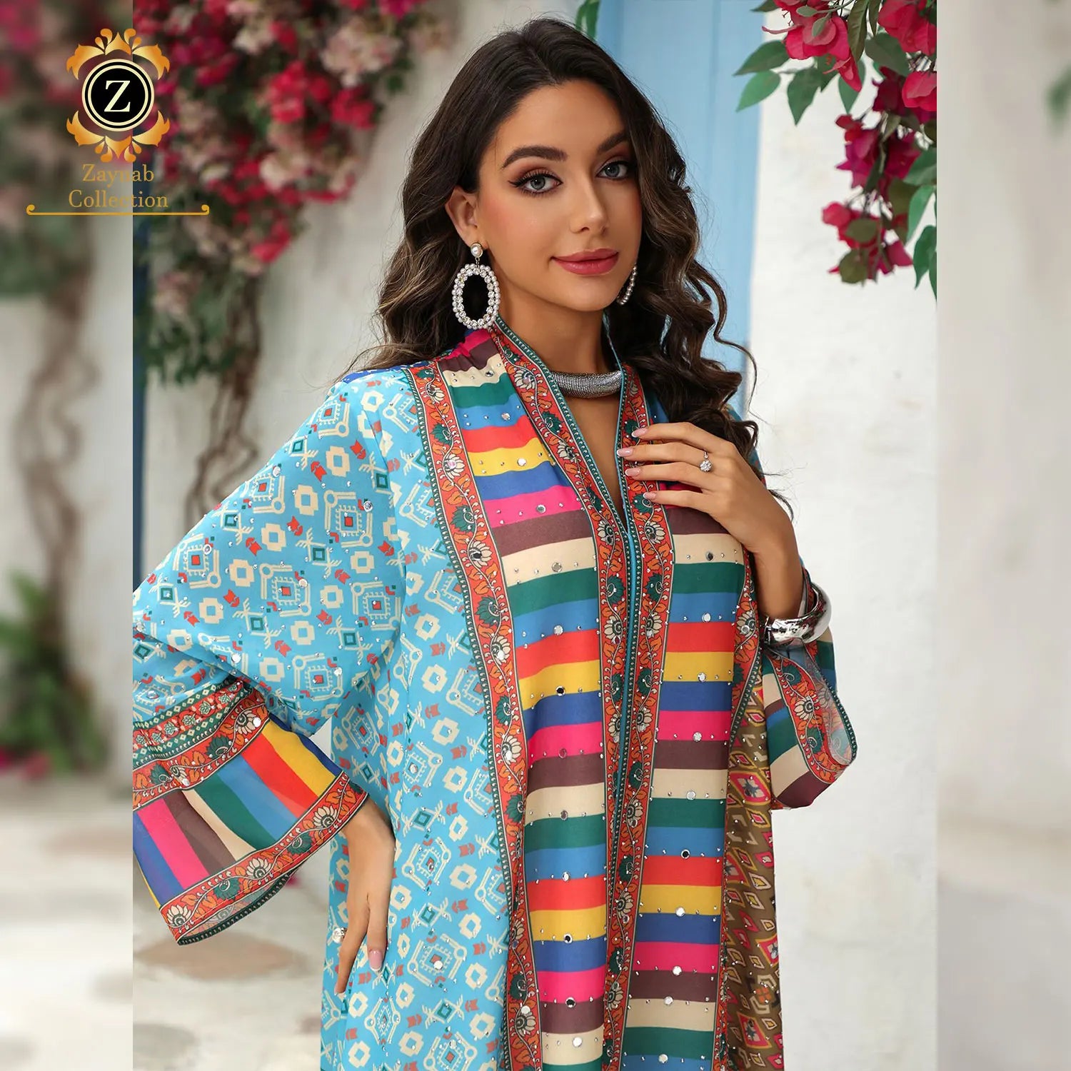 Zaynab Zipper Abaya Embroidery Abaya Embroidery Black Women Dress Dubai Clothes Women Wholesale Zipper Abaya
